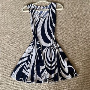 Last Tango -Elegant Black and White Patterned Dress